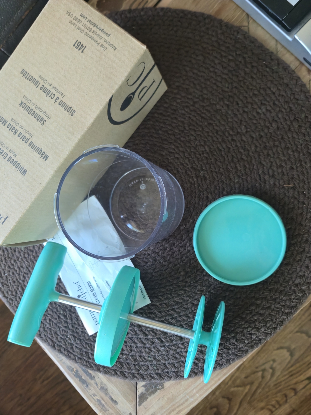 Pampered Chef Whipped Cream Maker, Butter, Teal, New In Box